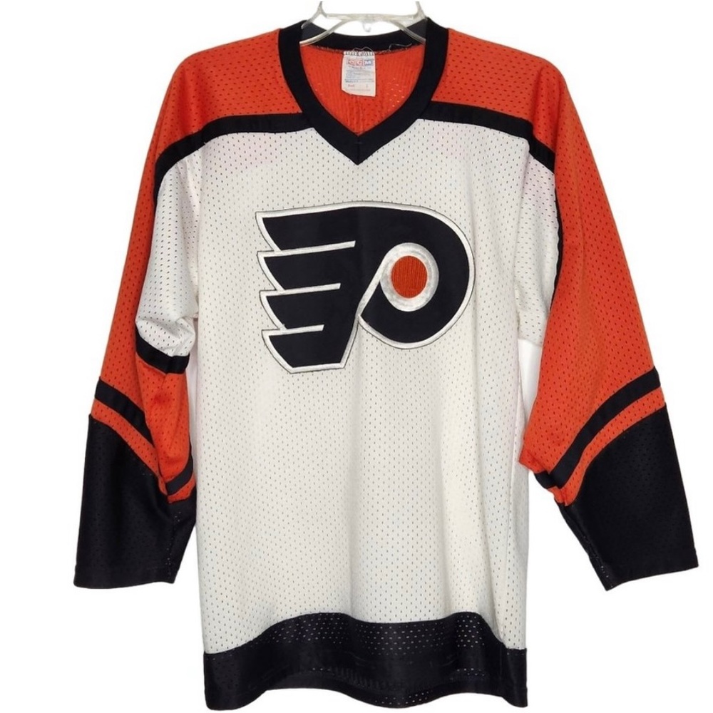 CCM Maska Philadelphia Flyers Size Small Vtg 90s NHL Hockey Jersey Made in USA